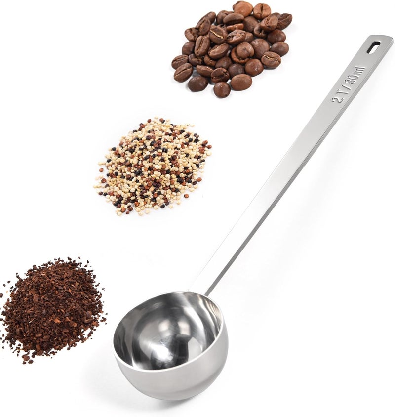Doosu 18/8 Stainless Steel Coffee Scoop, Food-Grade Metal Measuring Spoon with 6.9in Long Handle, Tablespoon Scooper for Coffee Beans, Ground Coffee, Espresso, Protein Powders, Tea, Sugar (2 Tbsp) - Image 1